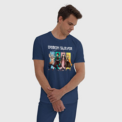 Пижама хлопковая мужская Истребители демонов, цвет: тёмно-синий — фото 2