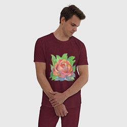 Пижама хлопковая мужская Алая роза, цвет: меланж-бордовый — фото 2