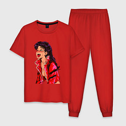 Пижама хлопковая мужская Мисато Кацураги ahegao, цвет: красный