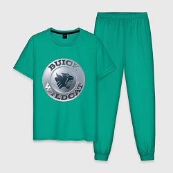 Пижама хлопковая мужская Buick Wildcat - logotype, цвет: зеленый