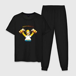 Пижама хлопковая мужская Homer & Beer, цвет: черный
