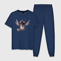 Пижама хлопковая мужская Забавная ворона, цвет: тёмно-синий