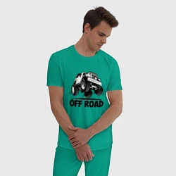 Пижама хлопковая мужская Off road - Jeep Chrysler, цвет: зеленый — фото 2