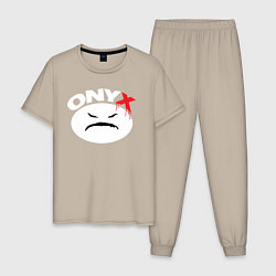 Пижама хлопковая мужская Onyx logo white, цвет: миндальный