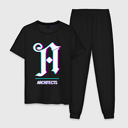 Пижама хлопковая мужская Architects glitch rock, цвет: черный
