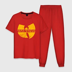 Пижама хлопковая мужская Wu scratches logo, цвет: красный