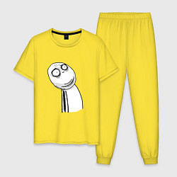 Пижама хлопковая мужская Отчаяние - Мемные стикеры, цвет: желтый