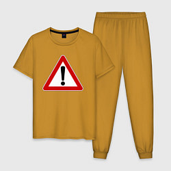 Пижама хлопковая мужская Знак - прочие опасности, цвет: горчичный