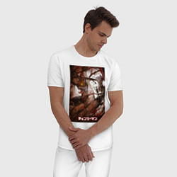 Пижама хлопковая мужская Человек бензопила в режиме берсерка, цвет: белый — фото 2