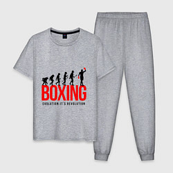 Пижама хлопковая мужская Boxing evolution, цвет: меланж