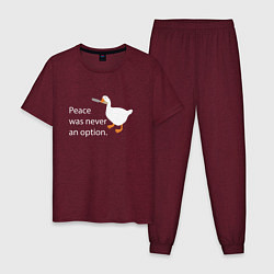 Пижама хлопковая мужская Peace was never an option!, цвет: меланж-бордовый