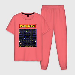 Пижама хлопковая мужская Pac-Man на ZX-Spectrum, цвет: коралловый