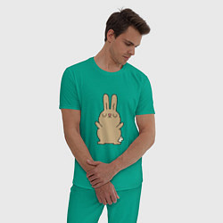 Пижама хлопковая мужская Rabbit chill, цвет: зеленый — фото 2