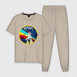 Пижама хлопковая мужская NASA - emblem - USA, цвет: миндальный