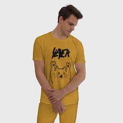 Пижама хлопковая мужская Slayer - rock cat, цвет: горчичный — фото 2