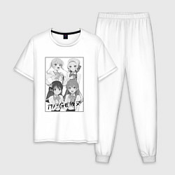 Пижама хлопковая мужская Мои девушки вместе - Kanojo mo Kanojo, цвет: белый