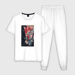 Пижама хлопковая мужская Chainsaw Man Человек-бензопила Аниме, цвет: белый