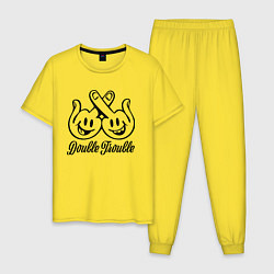 Пижама хлопковая мужская Double trouble, цвет: желтый