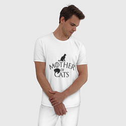 Пижама хлопковая мужская Мать котов, цвет: белый — фото 2