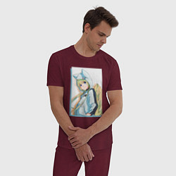 Пижама хлопковая мужская Кон арт - Инцидент Кэмоно, цвет: меланж-бордовый — фото 2