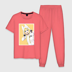 Пижама хлопковая мужская Красотка Кон - Инцидент Кэмоно, цвет: коралловый