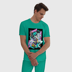 Пижама хлопковая мужская Ребекка на роликах -Киберпанк, цвет: зеленый — фото 2