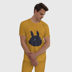 Пижама хлопковая мужская Черный кролик - минимализм, цвет: горчичный — фото 2
