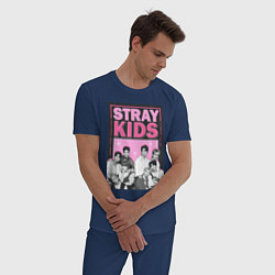 Пижама хлопковая мужская Stray Kids boy band, цвет: тёмно-синий — фото 2