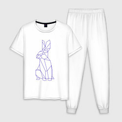Пижама хлопковая мужская Символ 2023 - Синий Кролик, цвет: белый