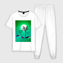 Пижама хлопковая мужская Palms space, цвет: белый
