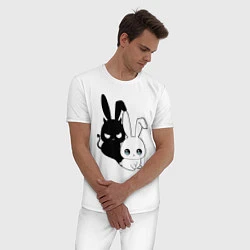 Пижама хлопковая мужская Милый кролик - ангелочек или дьяволёнок?, цвет: белый — фото 2
