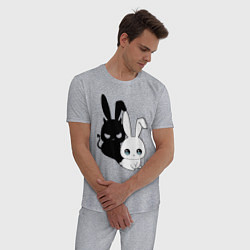 Пижама хлопковая мужская Милый кролик - ангелочек или дьяволёнок?, цвет: меланж — фото 2