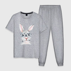 Пижама хлопковая мужская Серый кролик, цвет: меланж
