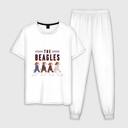 Пижама хлопковая мужская Beagles, цвет: белый