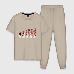Пижама хлопковая мужская Human evolution, цвет: миндальный