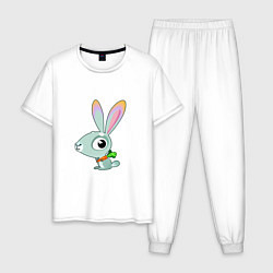 Пижама хлопковая мужская Маленький кролик, цвет: белый