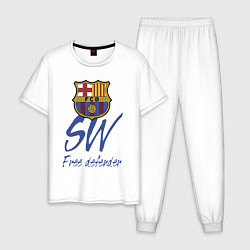 Пижама хлопковая мужская Barcelona - Spain - sweeper, цвет: белый