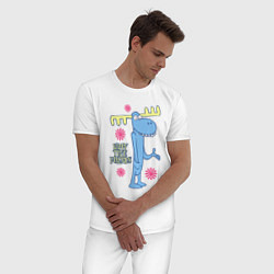 Пижама хлопковая мужская Lumpy, цвет: белый — фото 2
