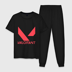 Пижама хлопковая мужская Valorant - logo, цвет: черный