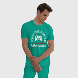 Пижама хлопковая мужская Dark Souls: пришел, увидел, победил, цвет: зеленый — фото 2