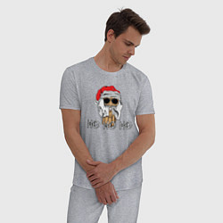 Пижама хлопковая мужская Санта с факом, цвет: меланж — фото 2