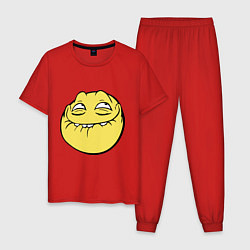 Пижама хлопковая мужская Smiley trollface, цвет: красный
