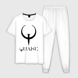 Пижама хлопковая мужская Quake I logo, цвет: белый