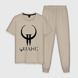 Пижама хлопковая мужская Quake II logo, цвет: миндальный