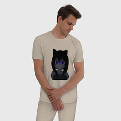 Пижама хлопковая мужская Черная кошка Фран, цвет: миндальный — фото 2