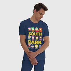 Пижама хлопковая мужская Южный парк персонажи, цвет: тёмно-синий — фото 2