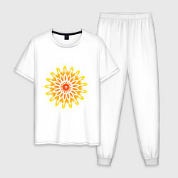 Пижама хлопковая мужская Солнечная мандала свадхистана, цвет: белый