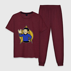 Пижама хлопковая мужская Spoke - vault boy, цвет: меланж-бордовый