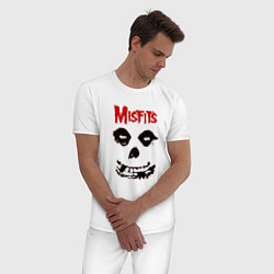 Пижама хлопковая мужская Misfits классический череп, цвет: белый — фото 2