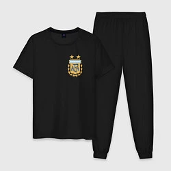 Пижама хлопковая мужская Сборная Аргентины логотип, цвет: черный